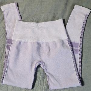 NUX Purple Lavender High Waisted Compression Legging Perforated Sides Size Small